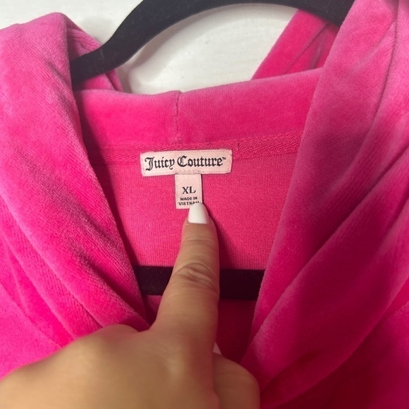 Juicy Couture Womens Jacket Pink Velour Y2K Zipper Front Cotton Blend XL barbie - Picture 5 of 6